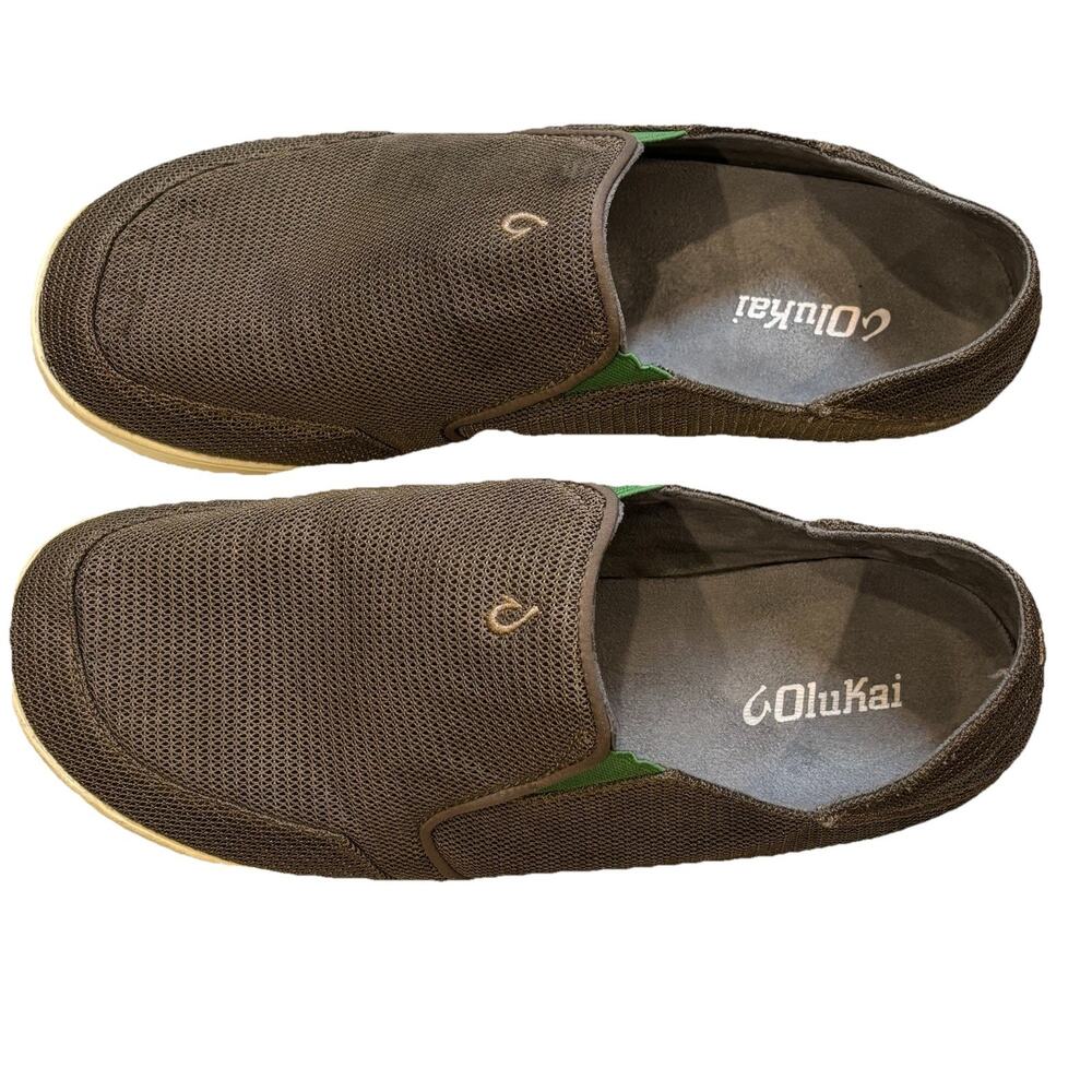 OluKai Nohea Mesh Shoes Mens Size 10.5 Brown Slip On Loafers Casual 10188-13AP